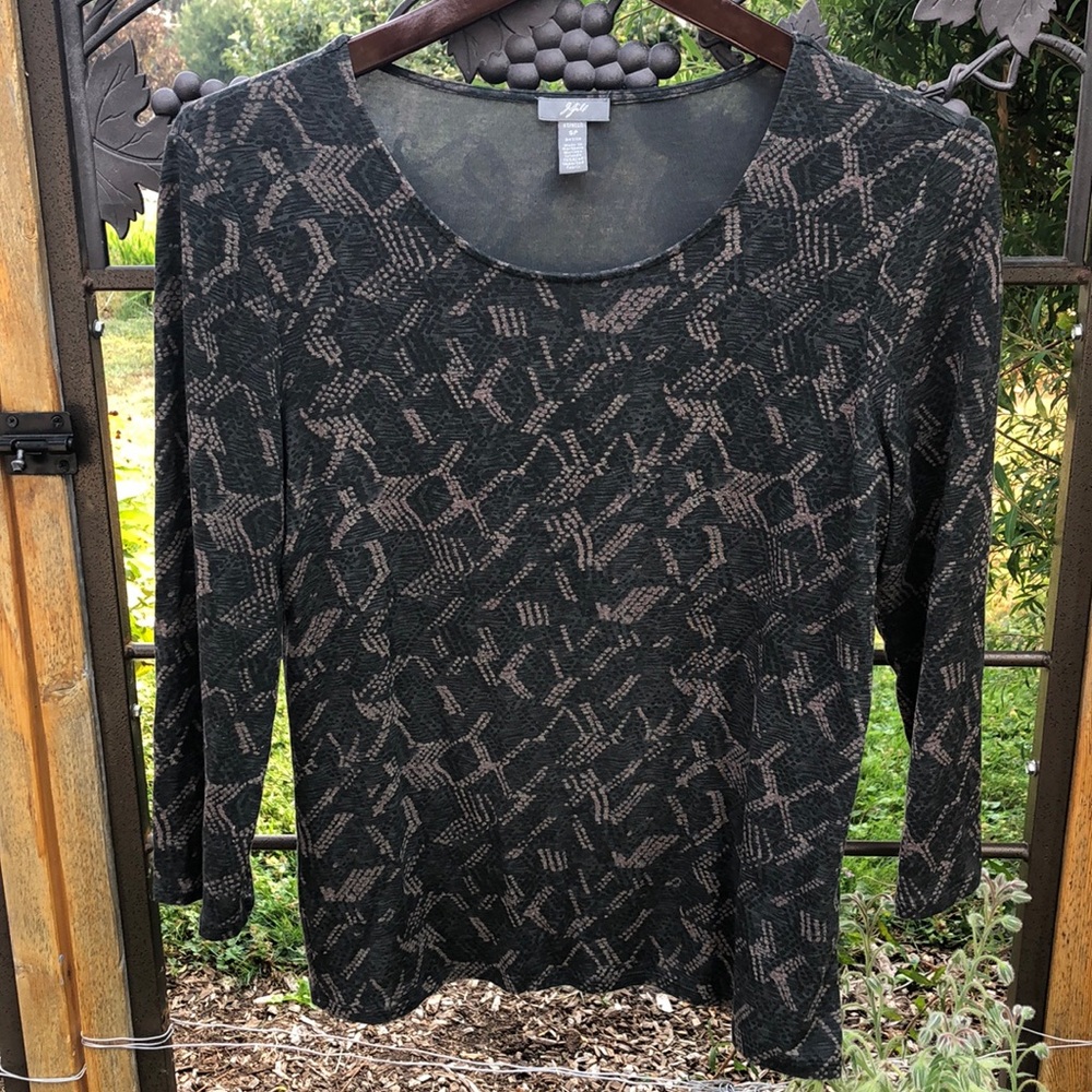 J.Jill brown and tan rayon and spandex long sleeved shirt size SP
